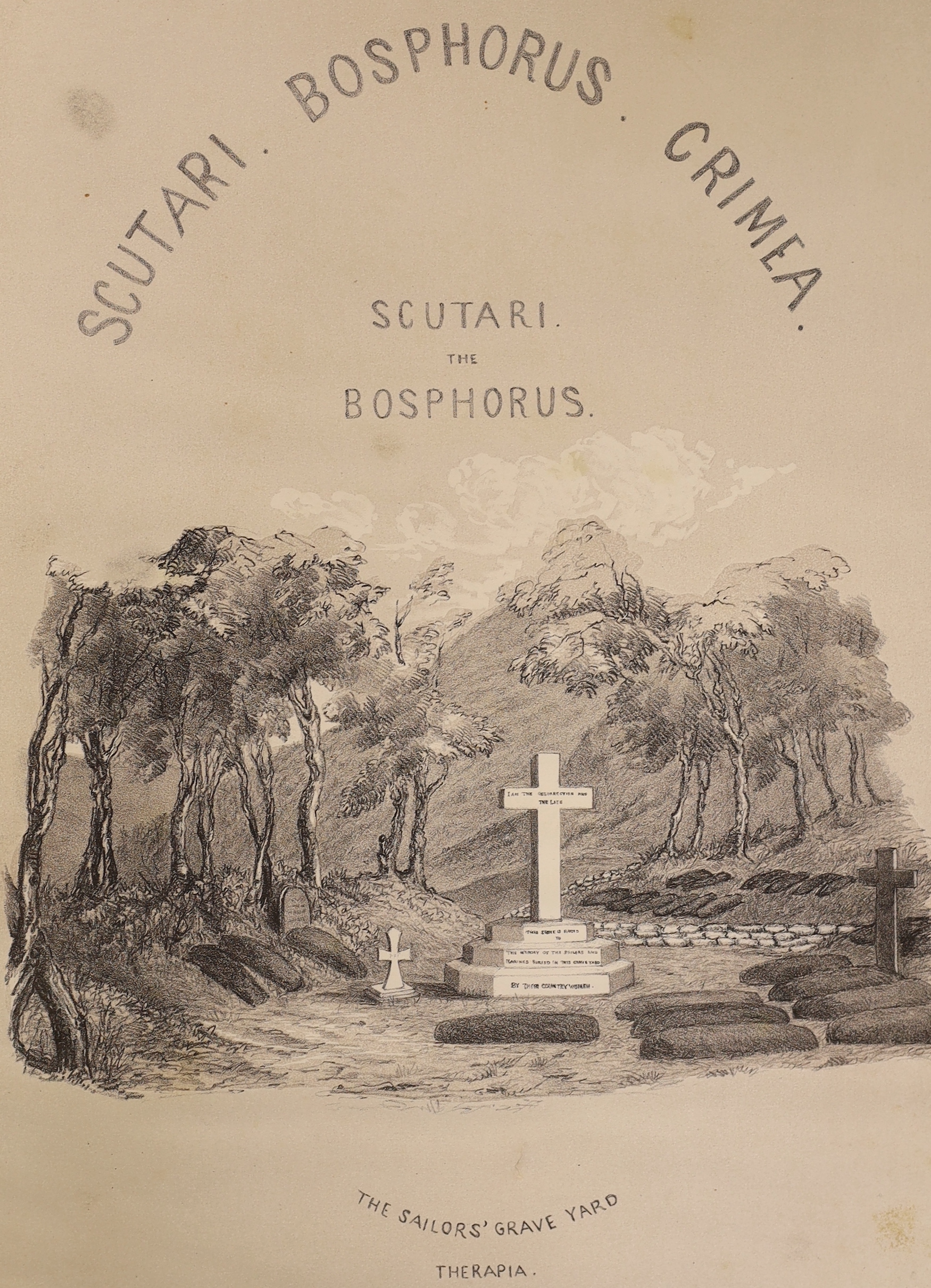 Blackwood, Lady Alicia - Scutari, the Bosphorus and the Crimea. Twenty Four Sketches....2 vols. pictorial lithographed titles and 19 lithographed plates (5 folded as double plates - panorama style); original linen backed